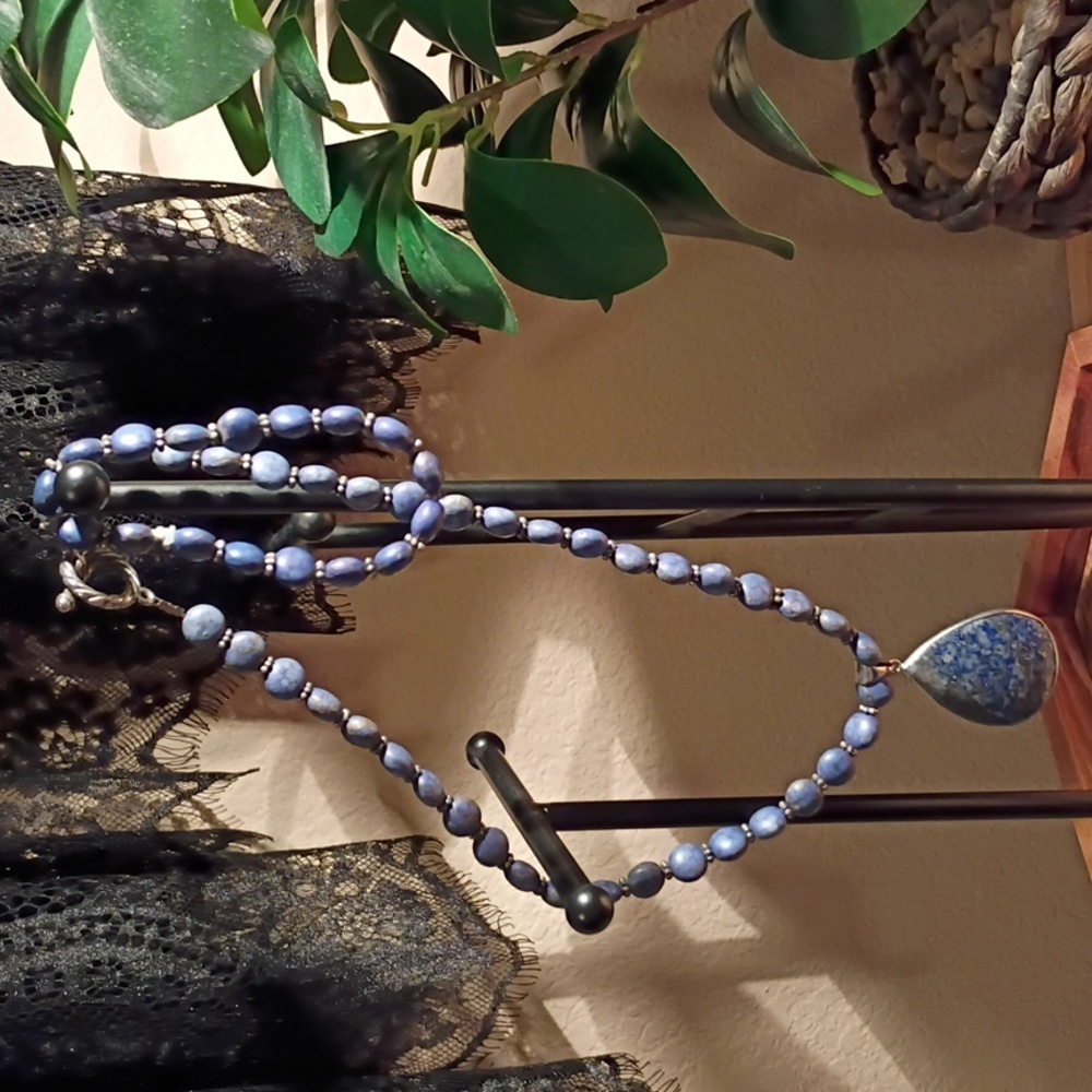 Lapis lazuli Pendant Necklace, Bracelet & Earrings Set